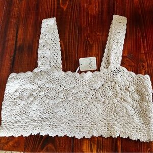 Free People Cream Crochet Crop Top